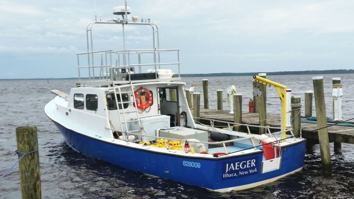 R/V Jaeger at North Carolina coast waiting for her next trip down the Intracoastal Waterway (IWC).