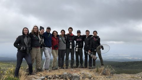 The 2019 Kenya Expedition Team at ~ 3,000 m on the slopes of Mt. Kenya: Emma Greig, Samantha Hagler, Kelsie Lopez, David Bonter, Raisa Kochmaruk, Chloe Mikles, Tristan Herwood, Eric Hughes, Christopher Sayers, and Hermione Deng (l to r).