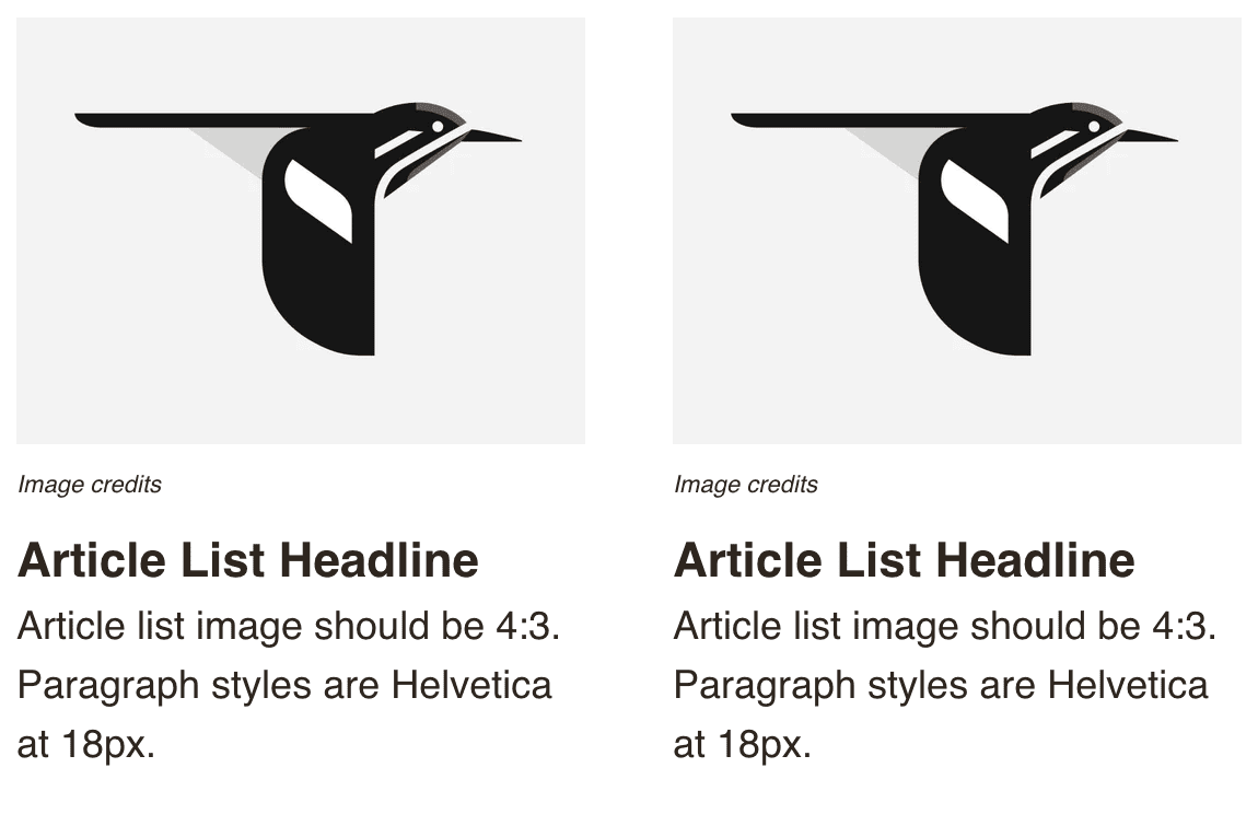 Article list in two columns