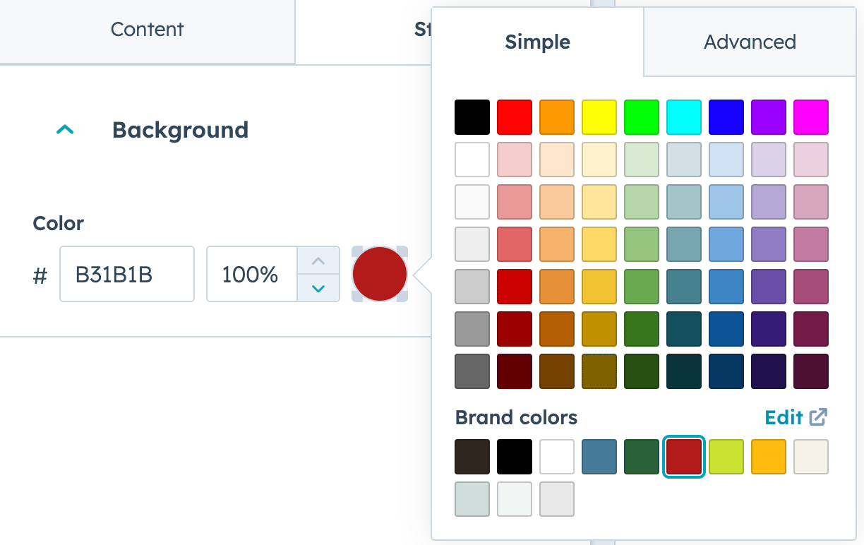 Background color section on CTAs