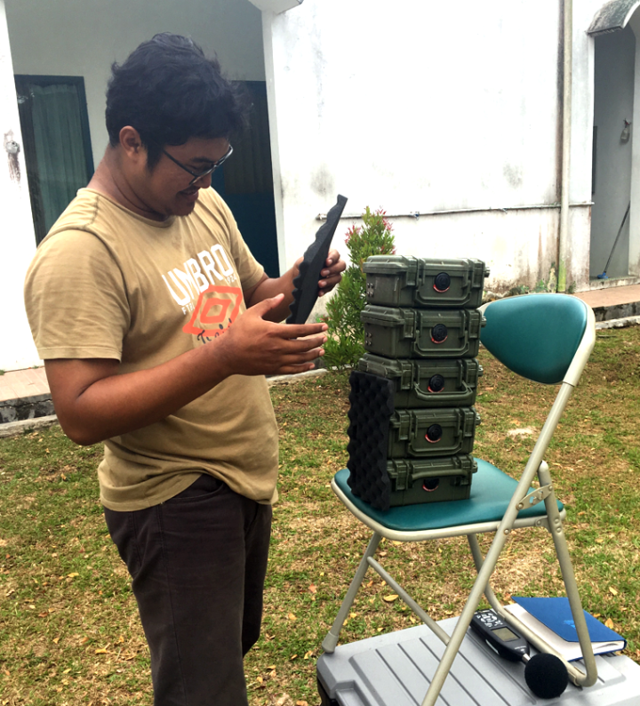 Arif working hard to get the recorders ready for the deployment.