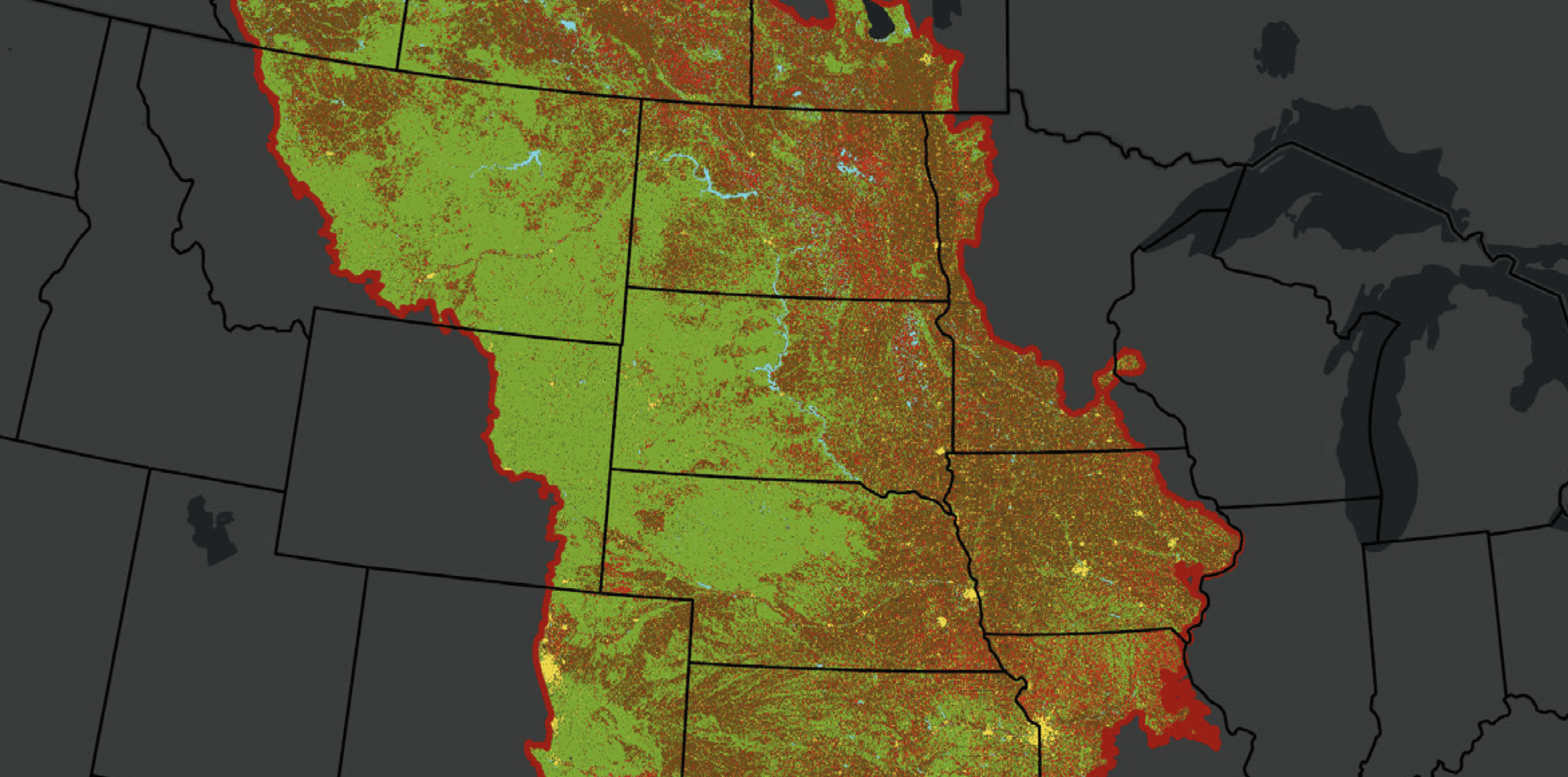 A map showing the status of North America's Central Grasslands