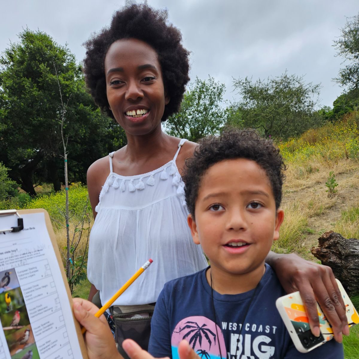 Participants in the Freedom Day Bird Walk with bird checklist