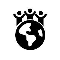 Three people with earth