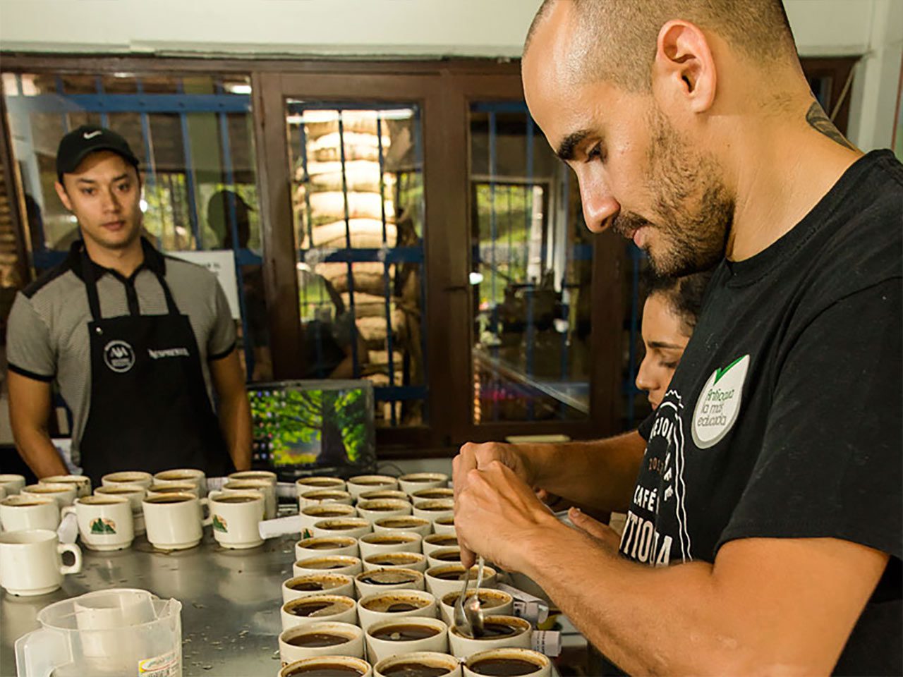 Coffee being prepared for tasting