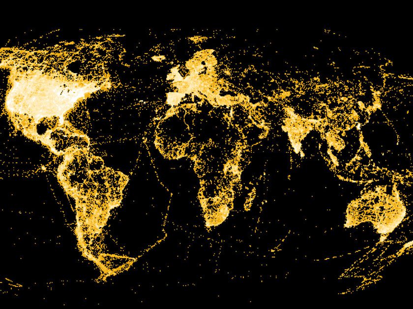 eBird sightings light up a world map