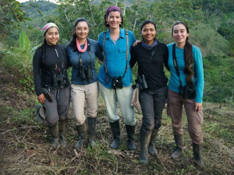team of 5 women in Colombia forest