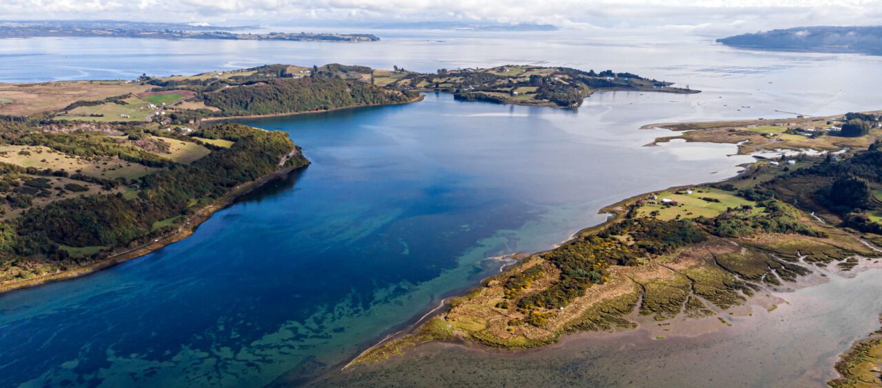 Aerial view of coastlines along peninsulas.