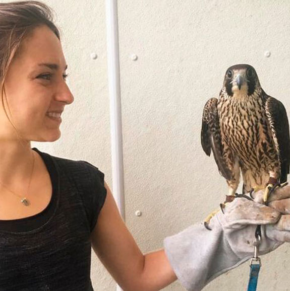 Raisa Kochmaruk holding a raptor