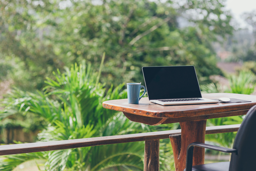 outdoor office with laptop