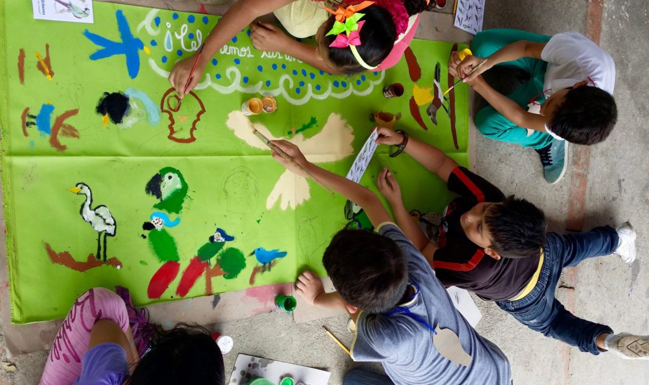 youth paint a bird banner