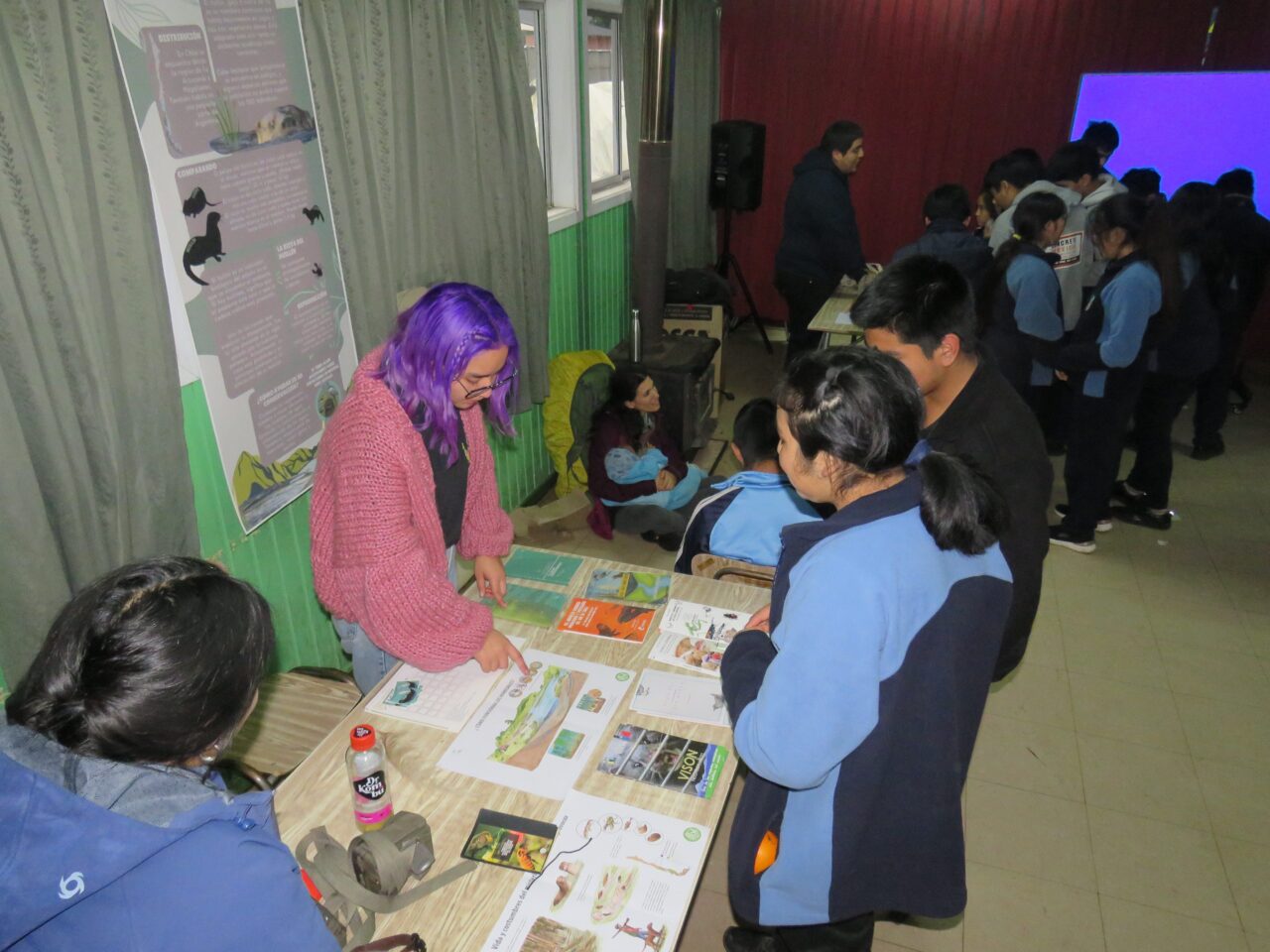 Students receiving instruction about the materials for birding